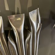 Raak 'concorde' pair of wall lights, 'organ tube' type in brushed aluminium, ca 1970