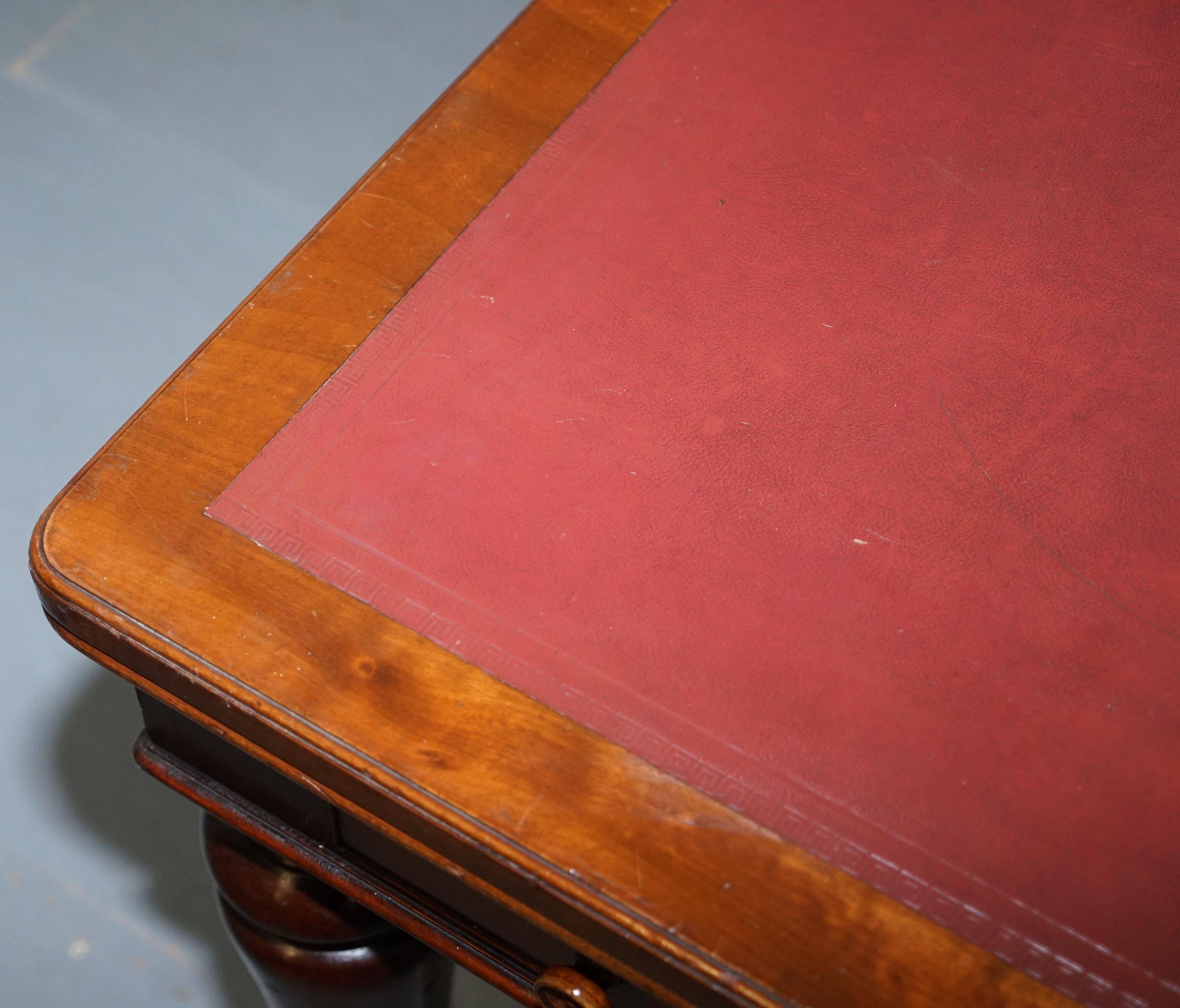 Rare double-sided desk in hardwood by Holland and Sons, Victorian era.