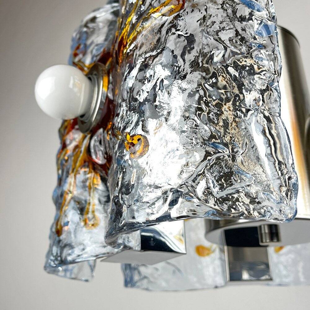 Mid-century Murano glass chandelier attributed to Toni Zuccheri for Mazzega, Italy, 1970s.
