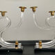 Pair of Hollywood Regency candlesticks in lucite and brass