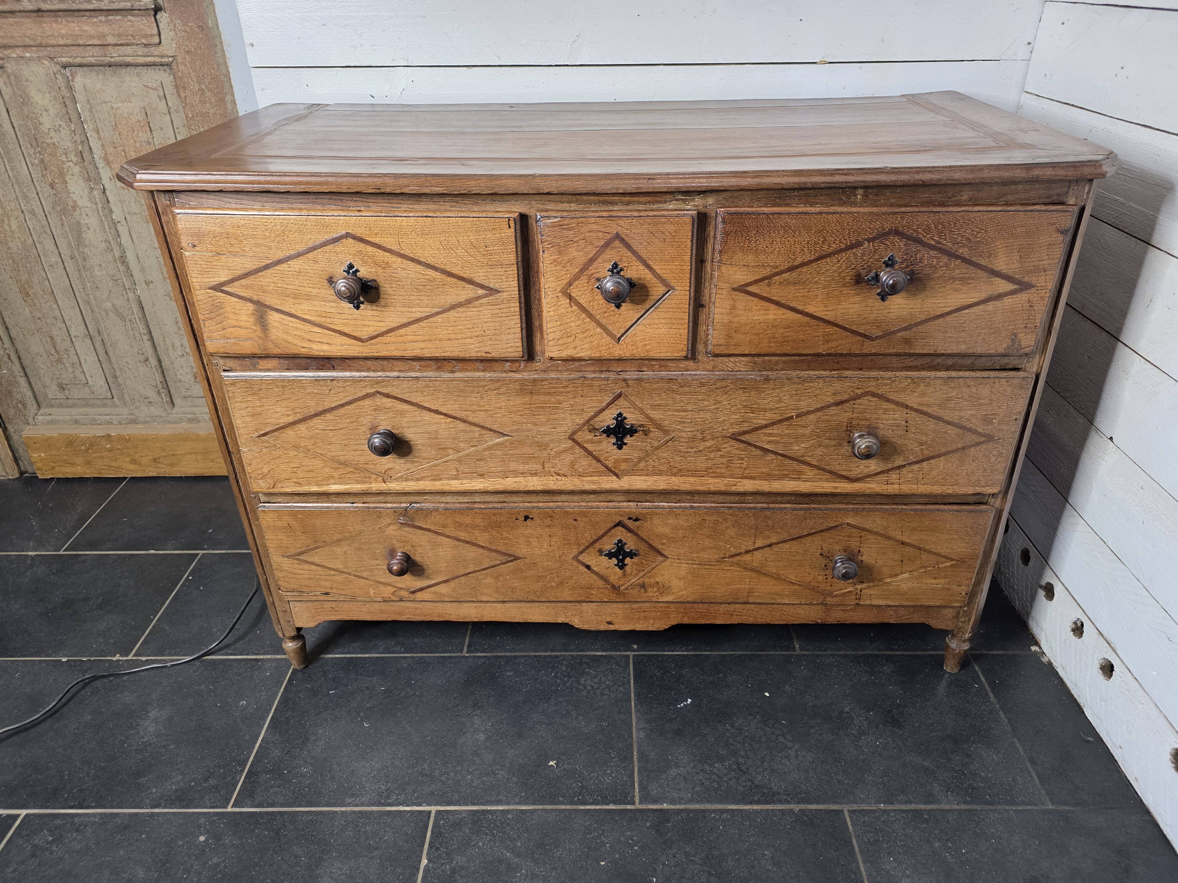 19th century solid oak chest of drawers