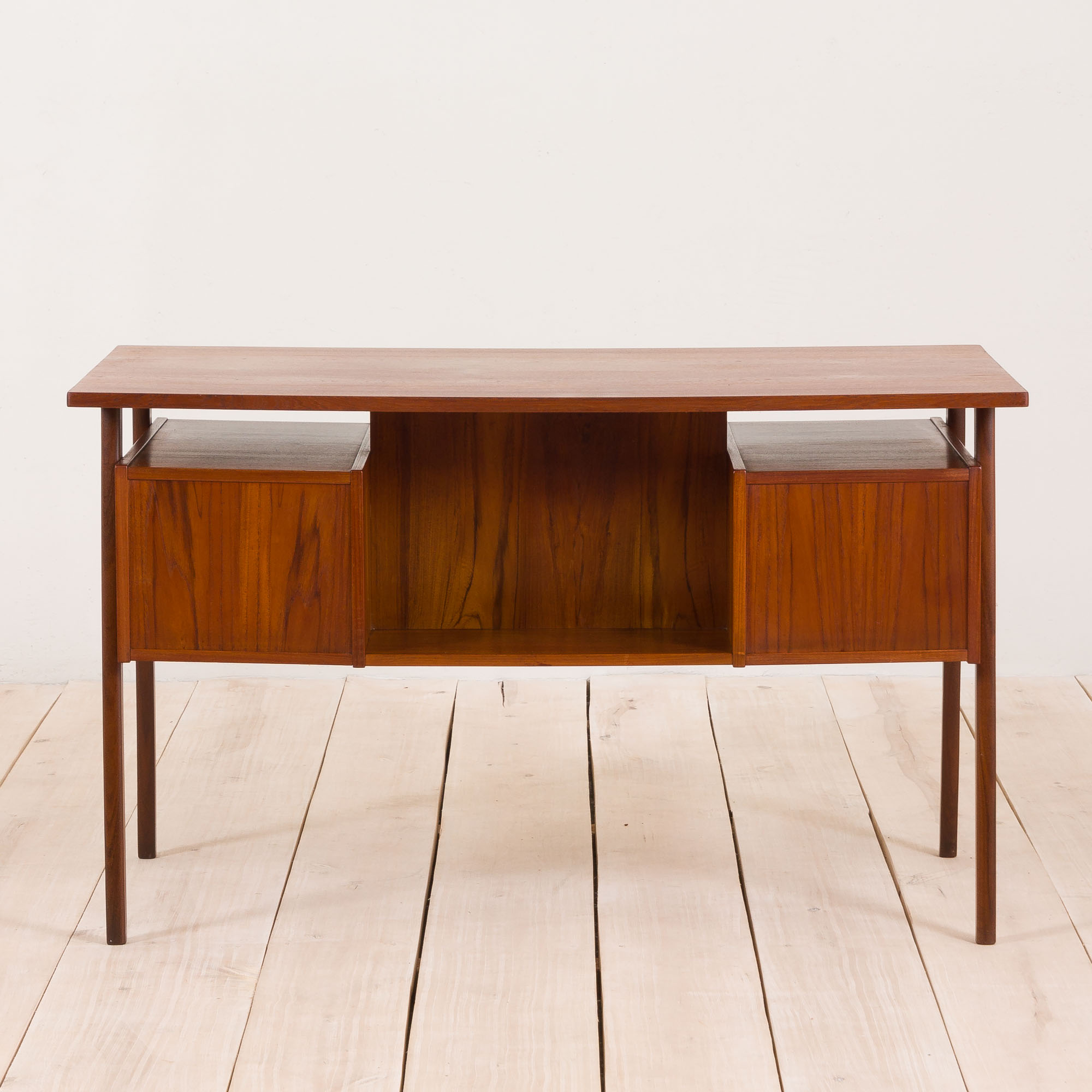 Danish teak mid century double sided desk, 60s