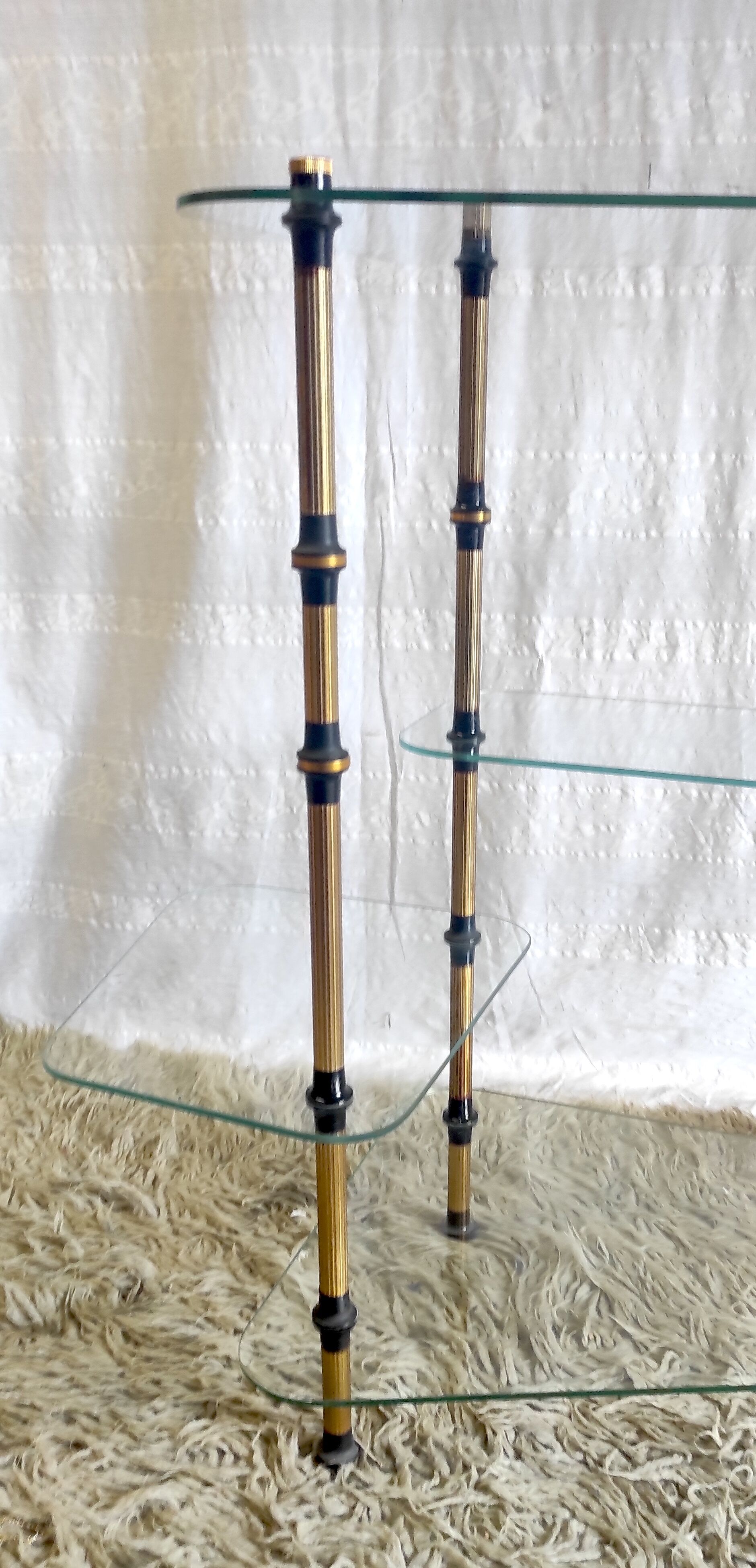 Tripod shelf in glass and gilded metal – mid. XXth