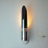 Space age tubular wall lamp, chromed metal, italy, 1970