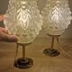 Duo lamps chiseled glass antique bronze base