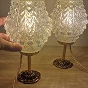 Duo lampes verre ciselé pied bronze ancien