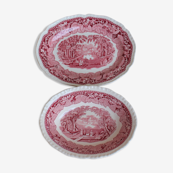 Lot de 2 plats ovales en porcelaine anglaise