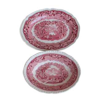 2 oval dishes in english porcelain