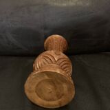Soliflore vase 18cm in turned wood engraved hand fine patterns carved in France vintage old
