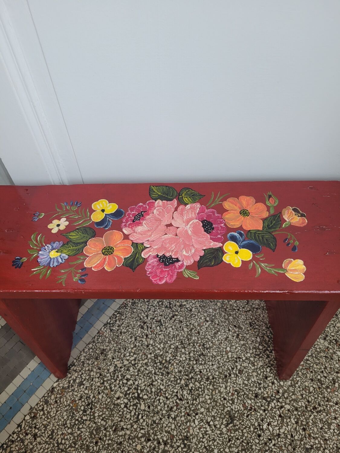 Bench with flowery decorations
