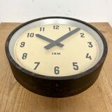 Black industrial factory wall clock from IBM, 1950s