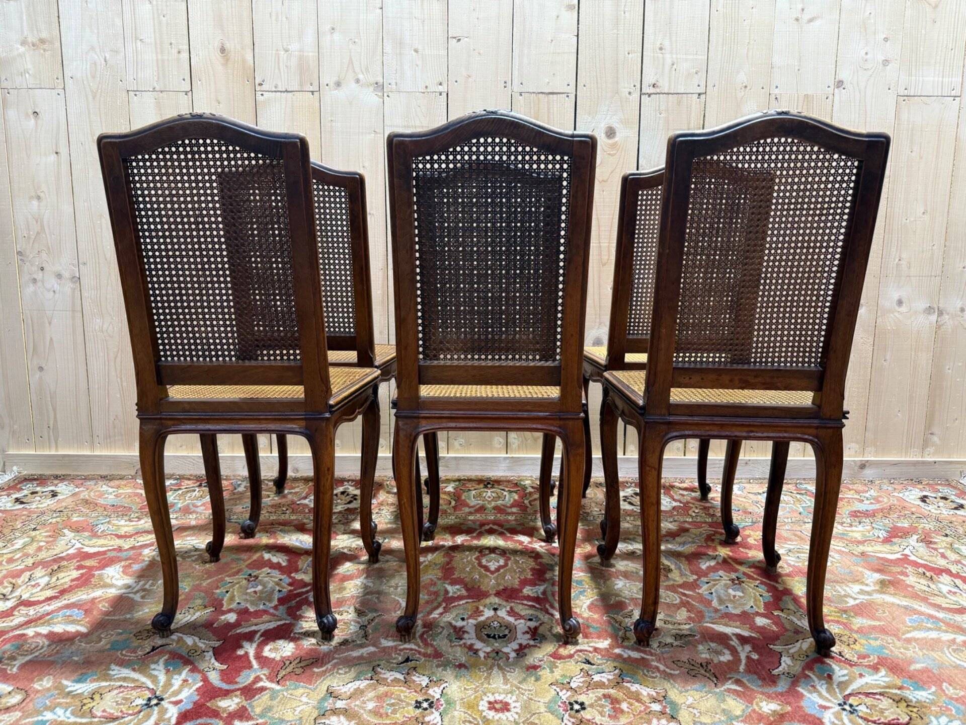 Set of 6 Louis XV style cane chairs