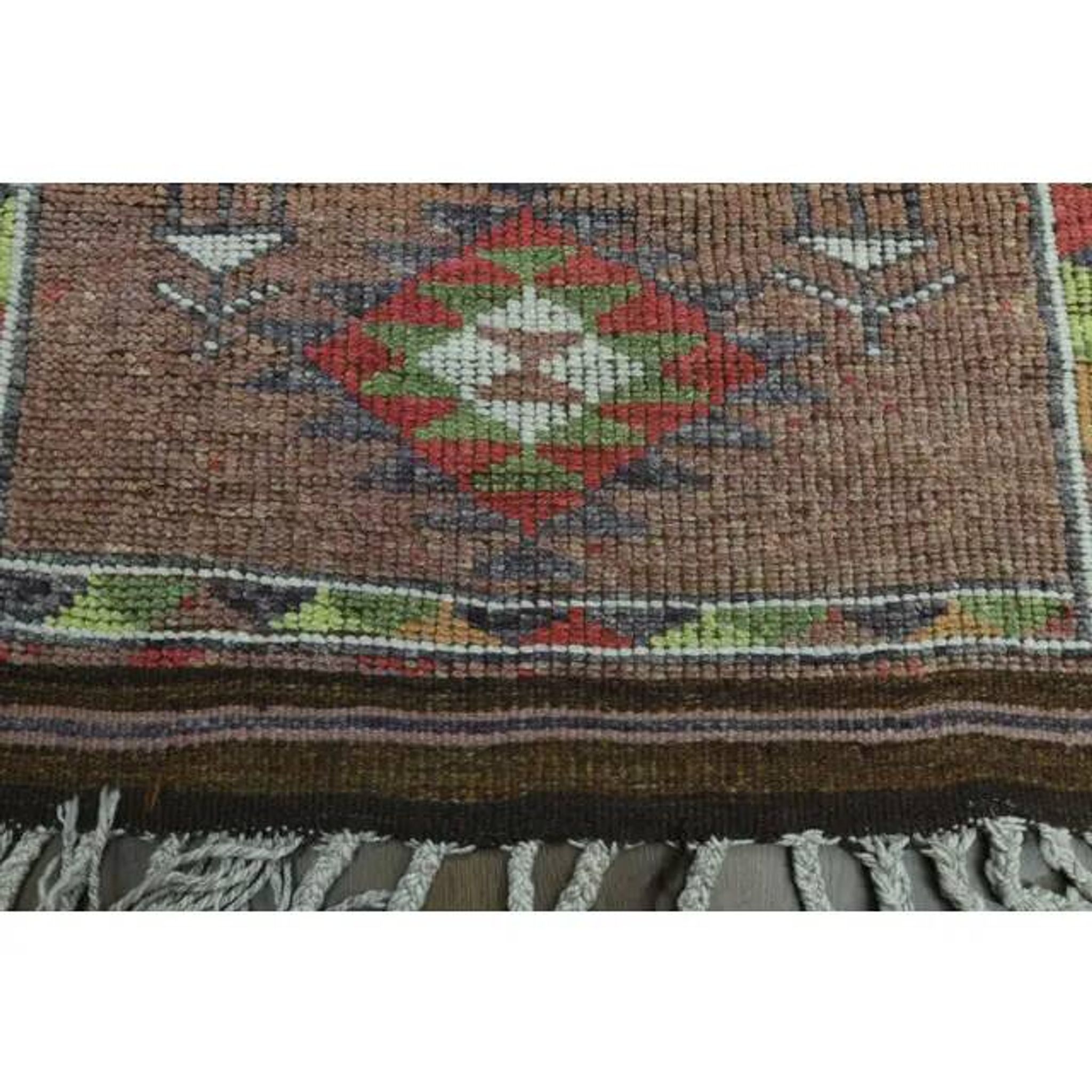1970s Vintage Turkish Oushak Handmade Wool Cotton Orange Runner Rug 85x358