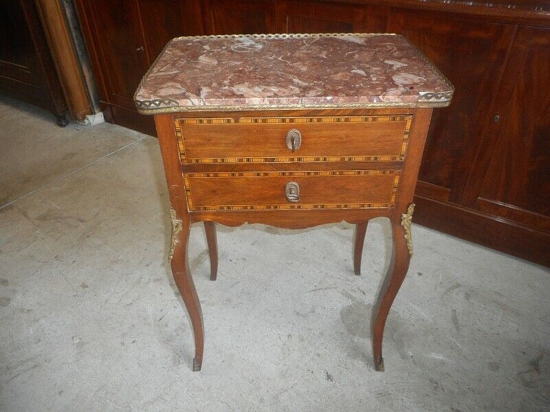 Bedside Louis XVI marqueterie with on 19th siecle