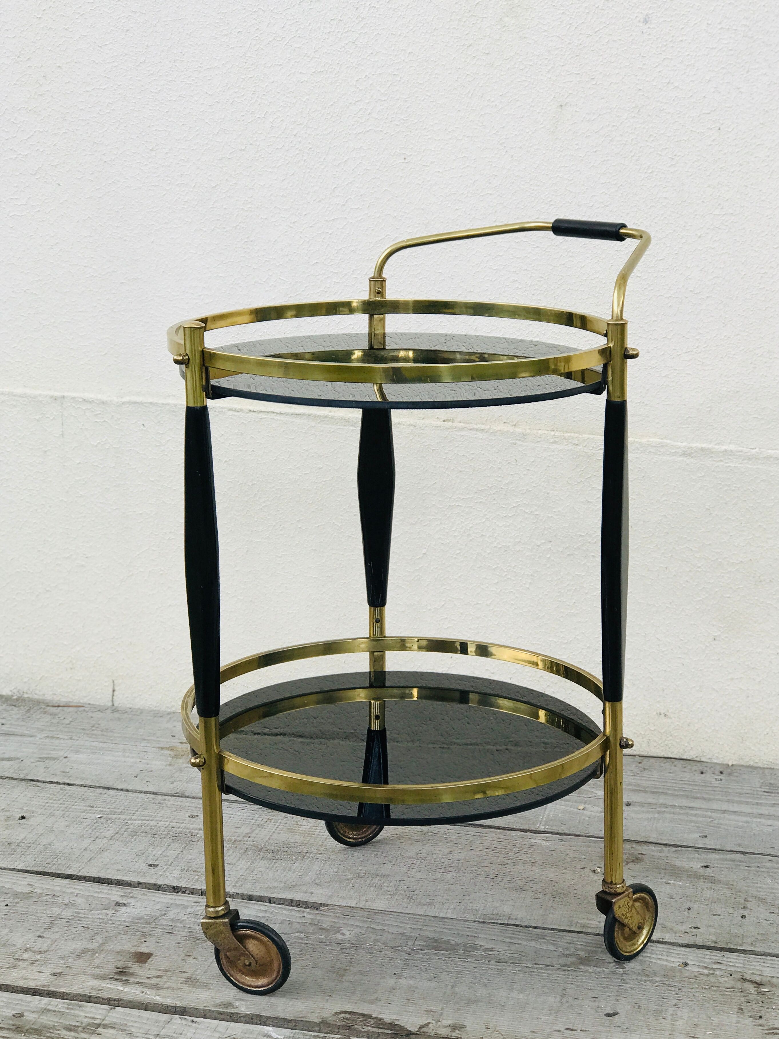 Trolley bar in vintage brass 60
