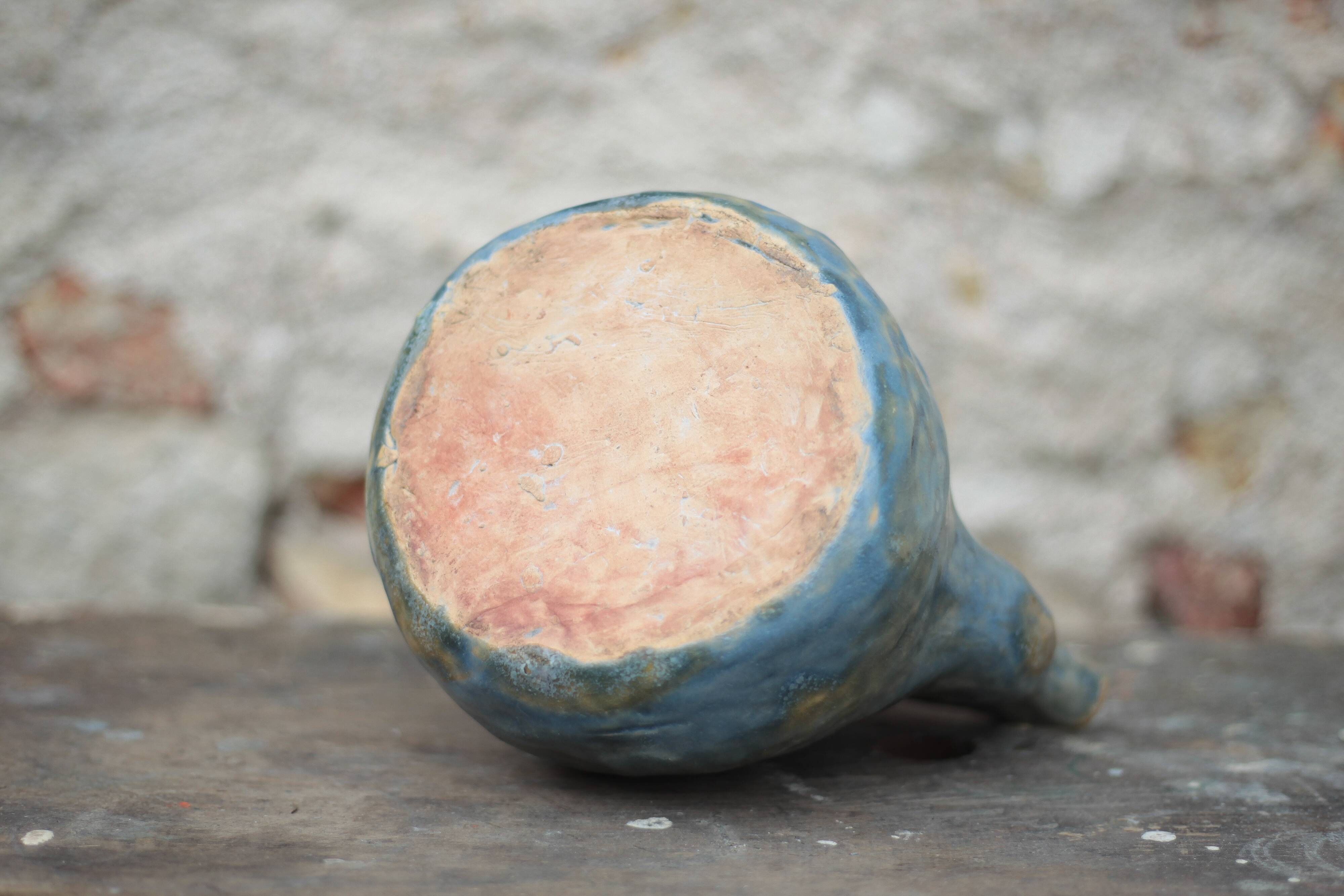 Vintage glazed ceramic jug, La Borne pottery, decorative jug, raw.