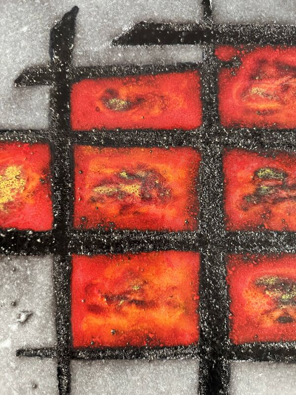 Table basse en céramique émaillée et métal laqué, France années 70