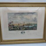 Original engraving of the port of Roscoff. Late 19th century.