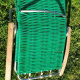 Ancienne chaise longue transat scoubidou