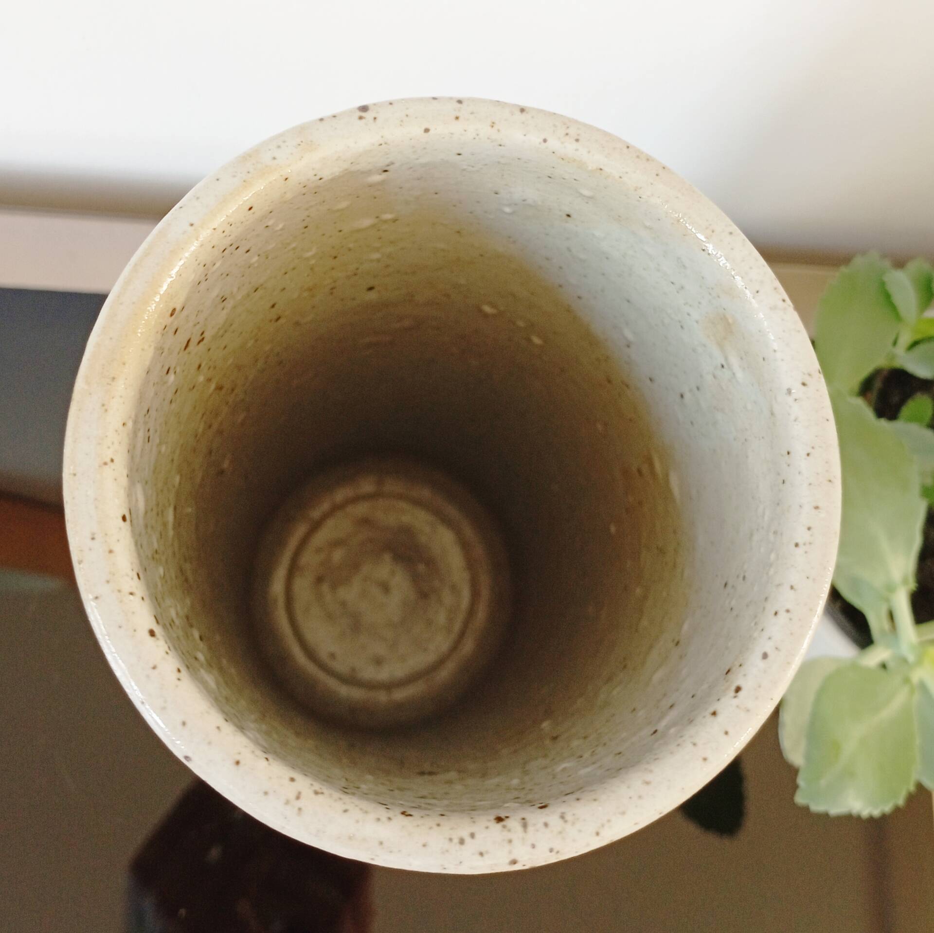 Vintage glazed stoneware cylinder vase - 1970