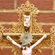 Vintage statuette Jesus on the Cross surrounded by Mary and John