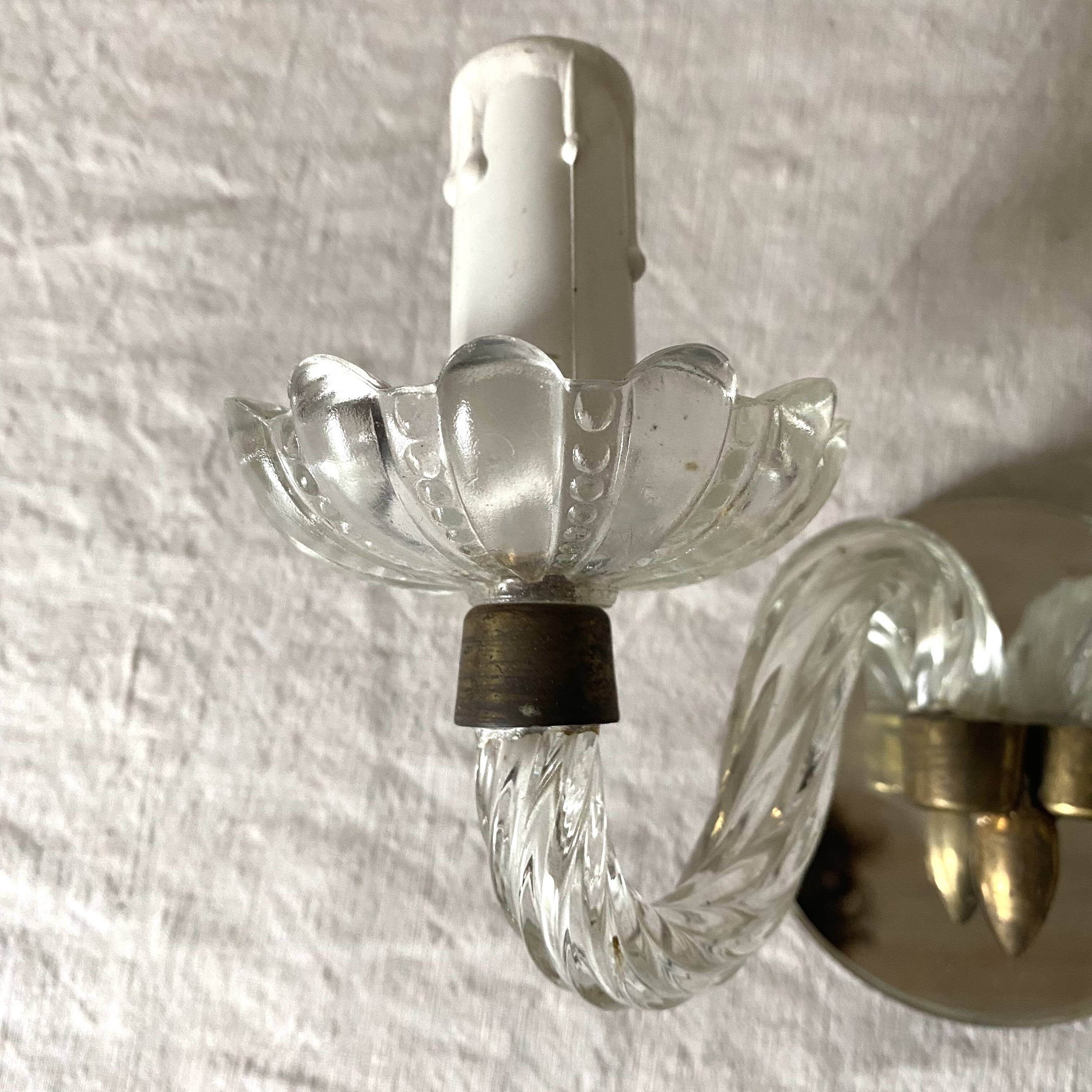 2-light murano glass and mirror wall light