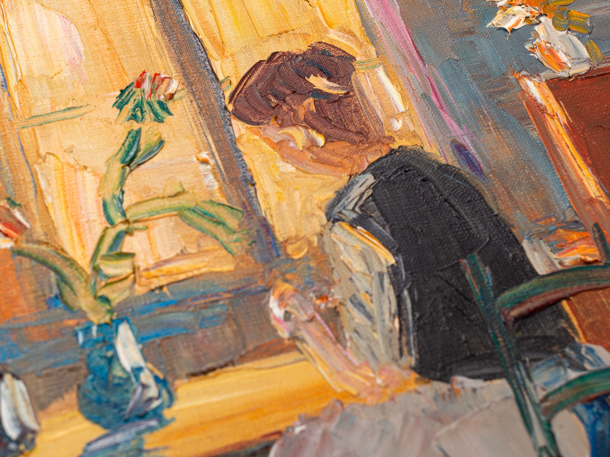 Young Woman in the morning sun, Oil on Canvas, 44 x 54 cm
