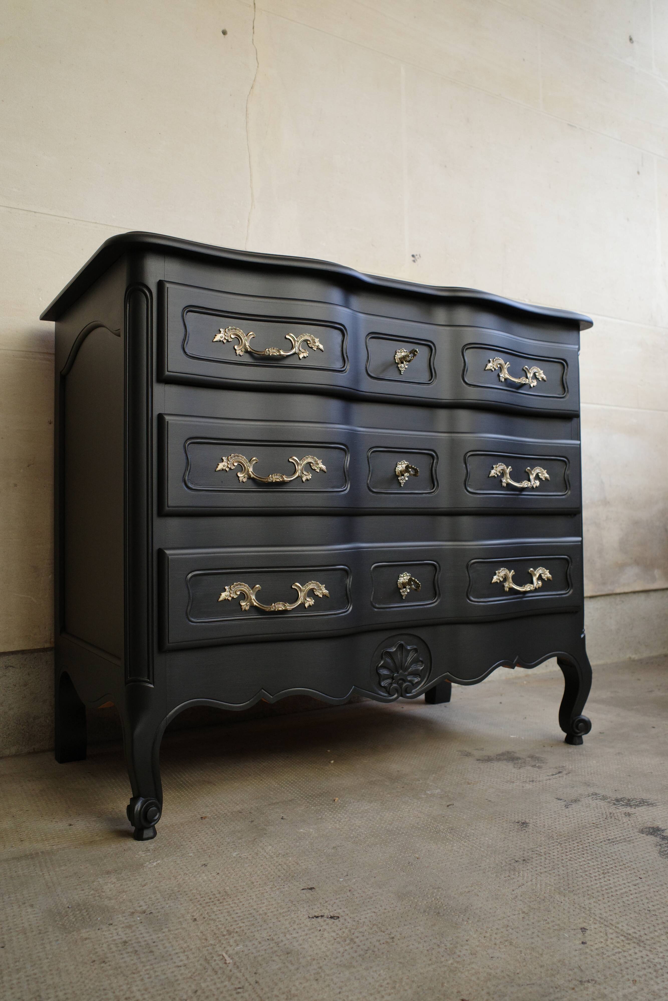 Revamped vintage black chest of drawers