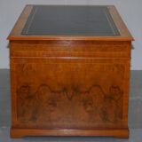 Partner desk in burr walnut designed to conceal computer equipment.