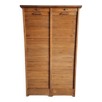 Meuble classeur ancien à rideaux – Années 1920/30 – Hêtre