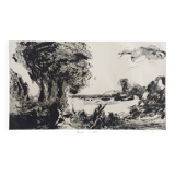 Etienne LODÉHO, Landscape with figure, 1988. Aquatint signed in pencil