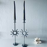 Pair of sun candle holders