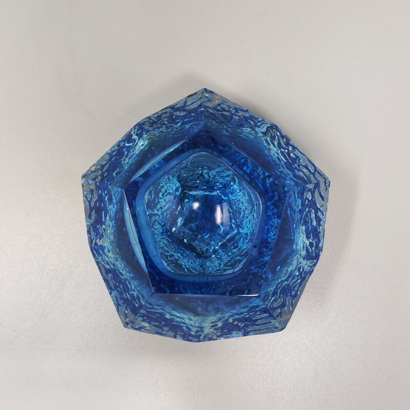 1960s blue ashtray or vide poche by Flavio Poli