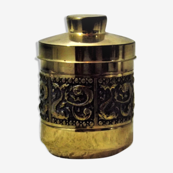 Round brass storage box pot