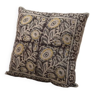 Coussin block print fleurs