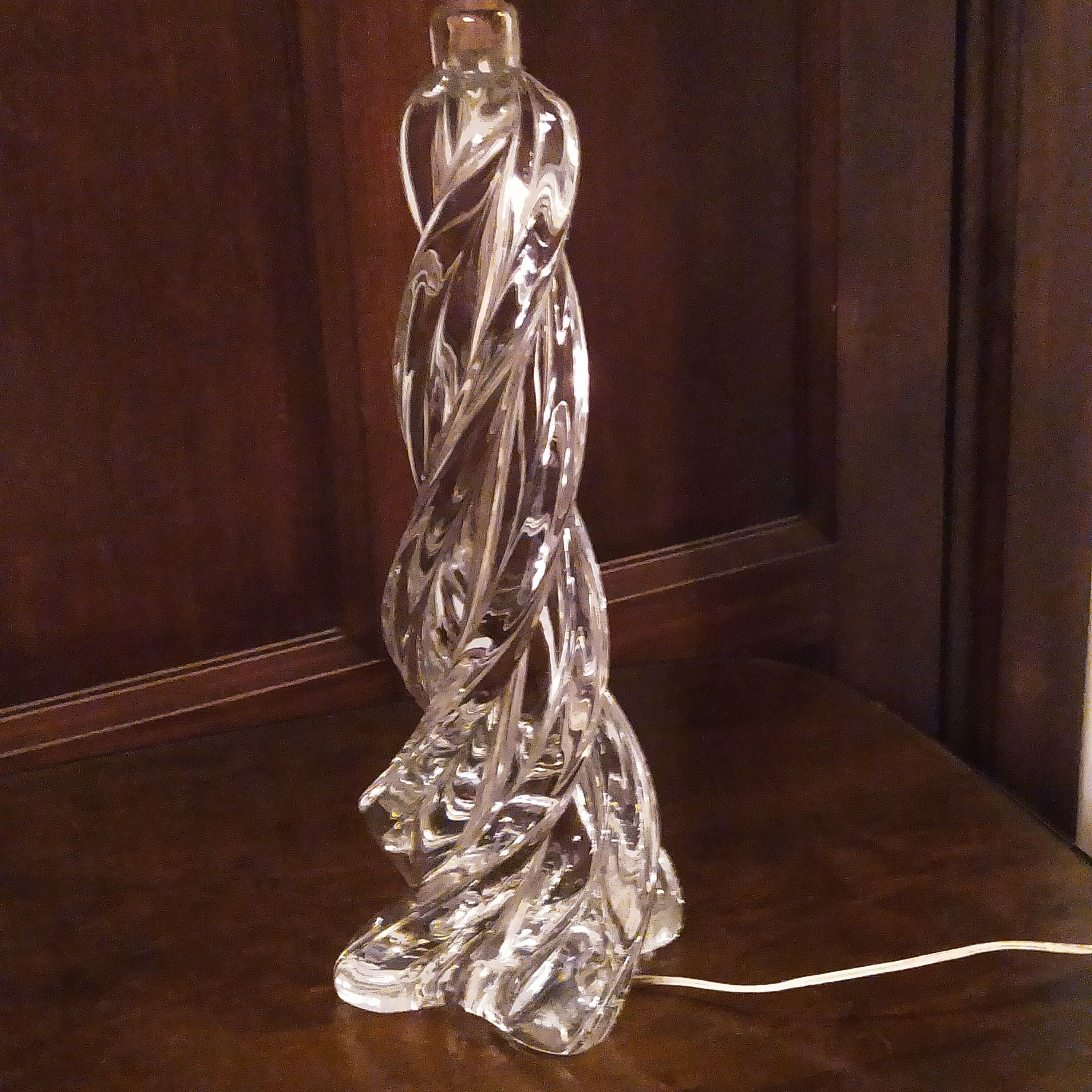 Lamp foot in twisted Sèvres crystal 1960