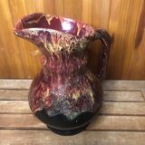 Old morvan small mass pitcher black & red ceramic vintage