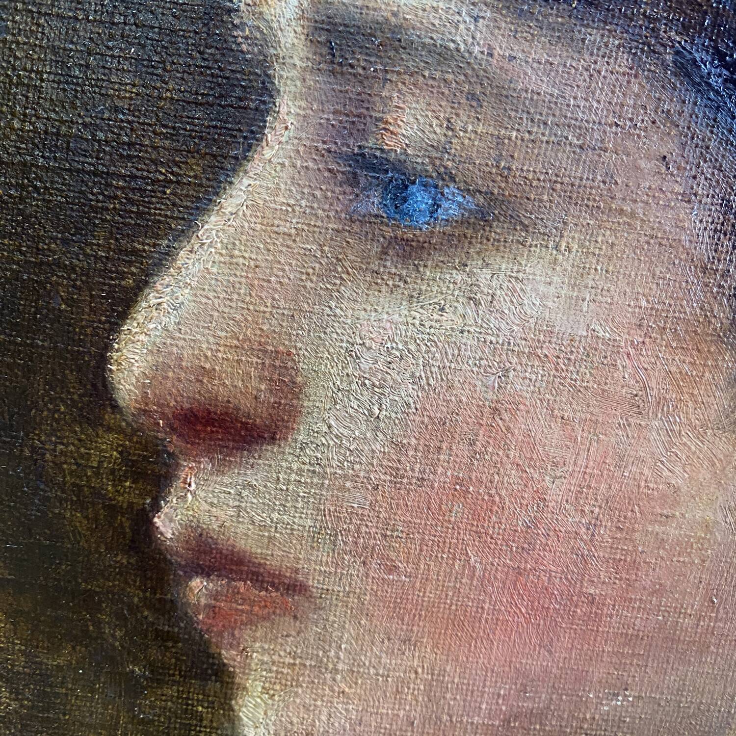 Early 20th century painting "Profile of a young girl"