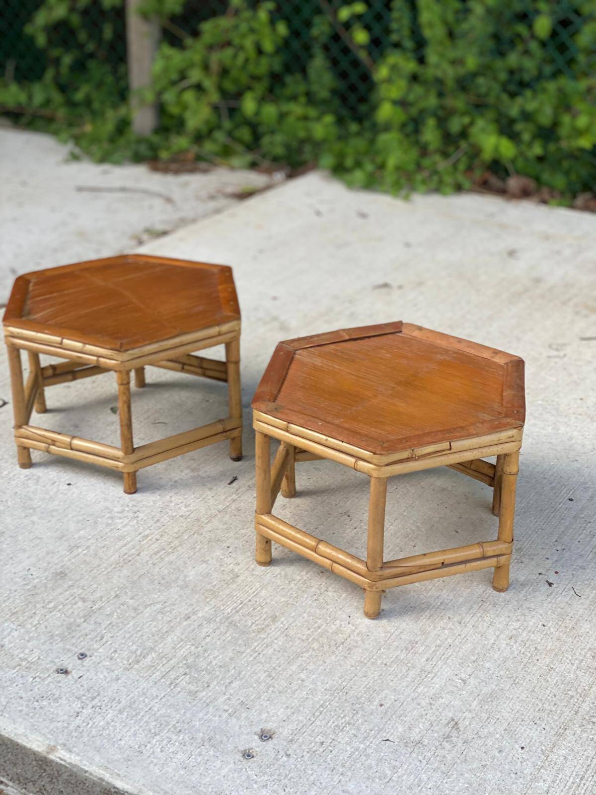 2 vintage bamboo coffee tables