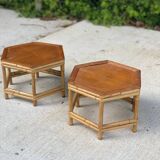 2 tables basses en bambou vintage