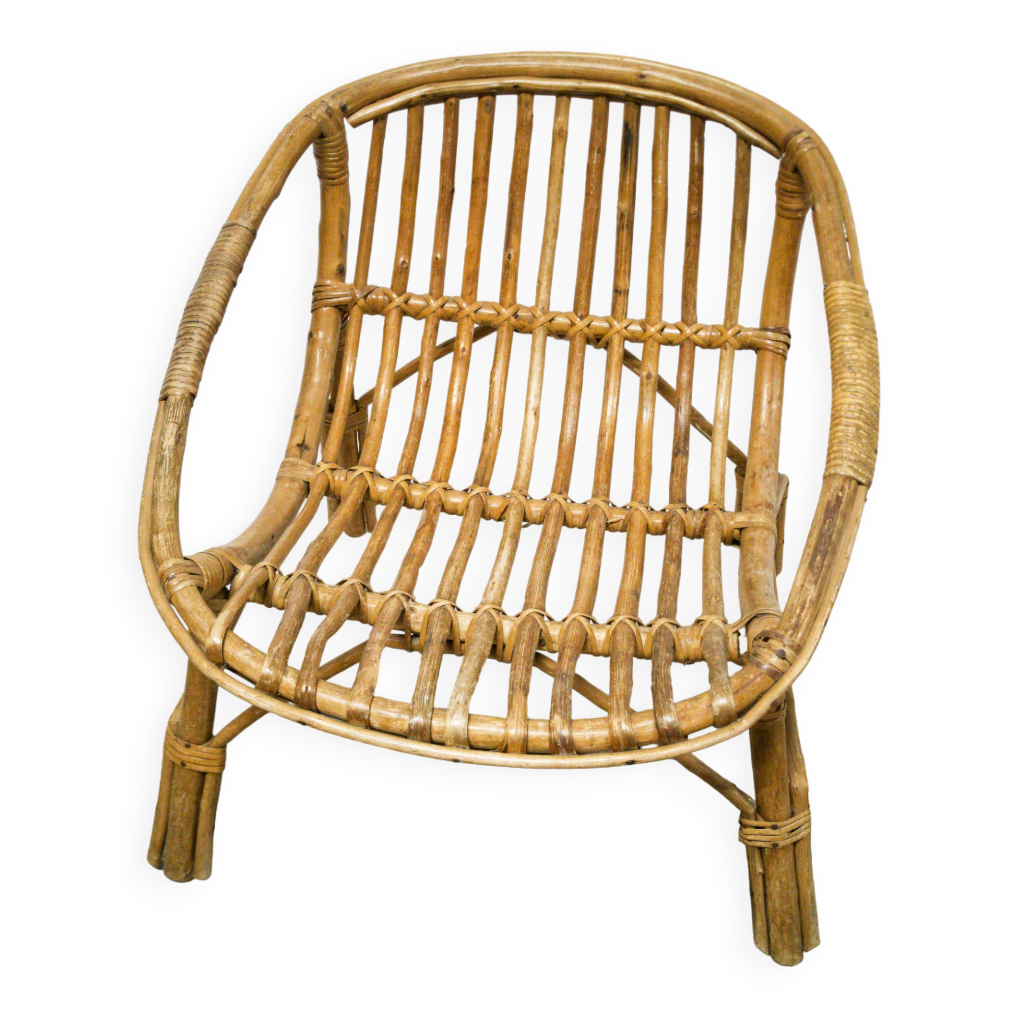 Vintage rattan children's armchair