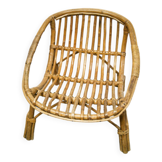 Vintage rattan children's armchair