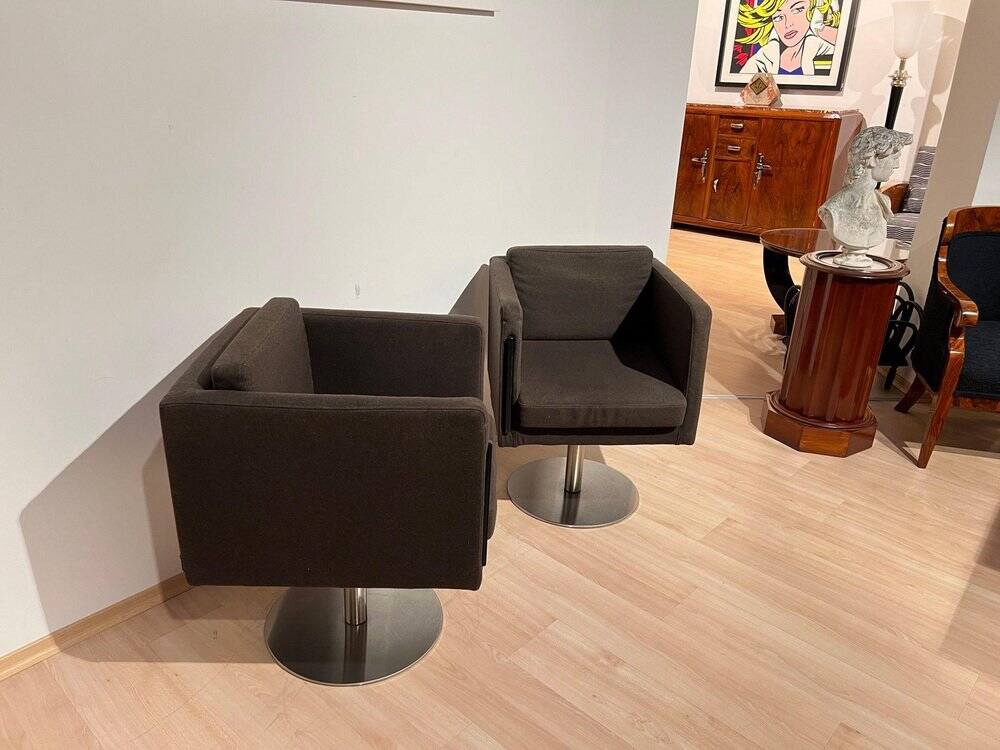 Set of Dutch Cubic Swivel Chairs with Tableau by Lensvelt, 2001