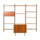 Poul Cadovius rare 3 bay wall unit with a large desk or table for Cado
