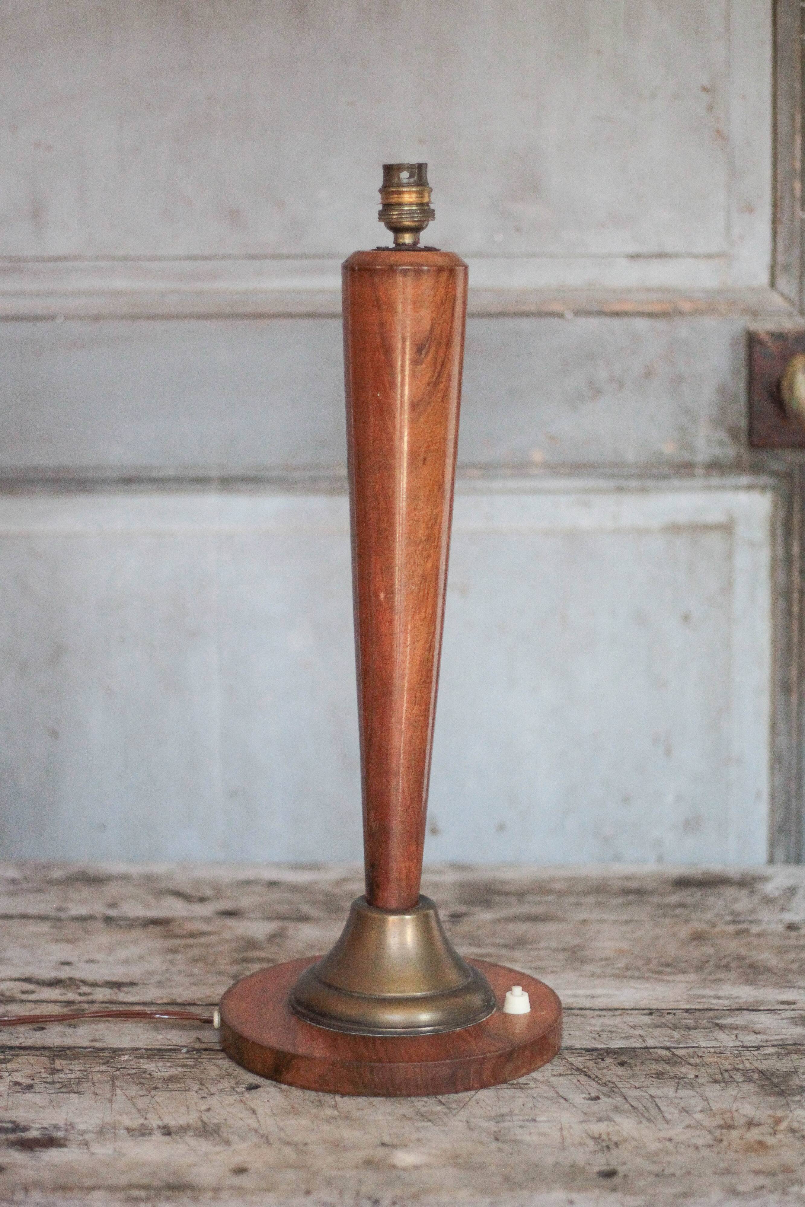 Art deco wooden lamp base, vintage wooden lamp, table lamp