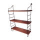 Etagere scandinave 1940 a 50 tomado acier et 3 plateaux 65x19. Plaquage bois bisauté 60x86 super et