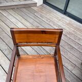 Rectangular dining table set and its suite of 6 armchairs in exotic wood and bamboo.