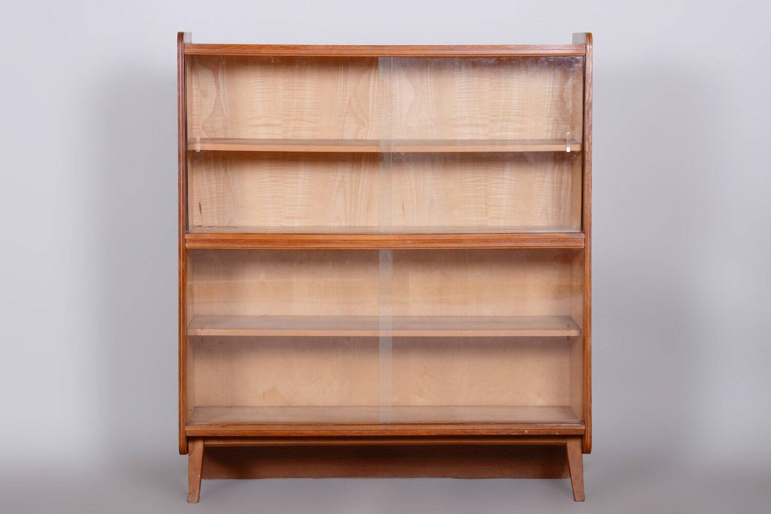 Mid-Century Bookcase in Oak with Glass Doors, 1950s