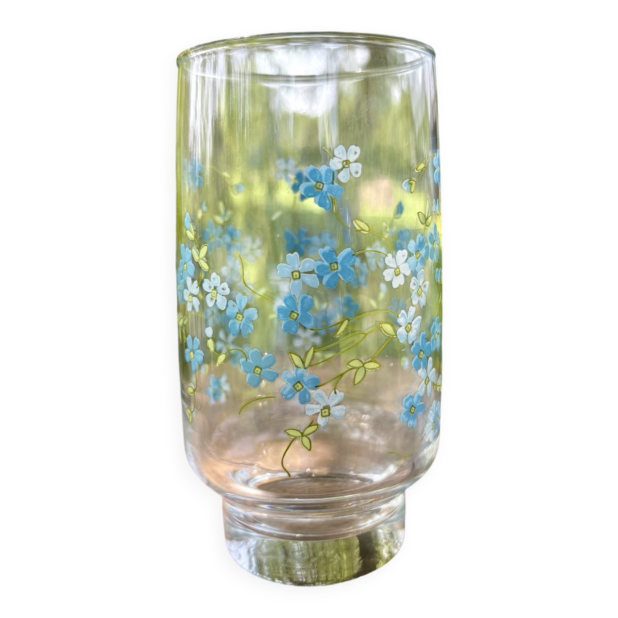 Vintage large glass Arcopal Véronica Myosotis