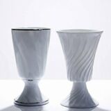 Mismatched pair of Limoges porcelain mazagrans, Haviland & LEC vintage.